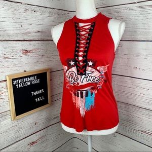 No Boundaries Lace Up Be Free Muscle Tee